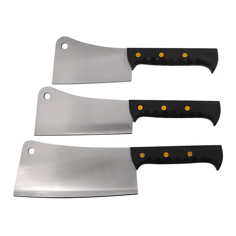 Wholesale High Carbon Steel Slaughter Boning Butcher Cleaver Kitchen Chef Knife Set With Black ABS Handle
