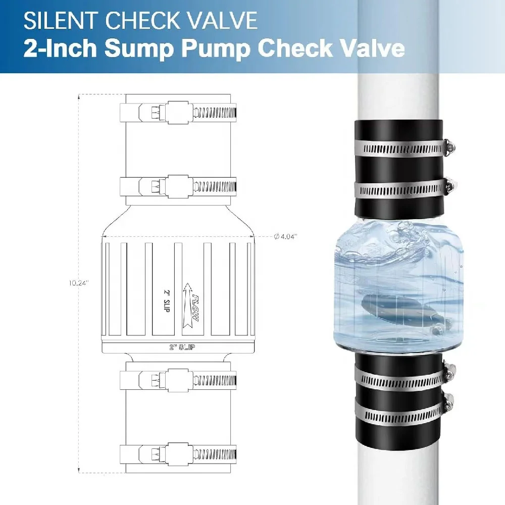 CV-150 Silent Check Valve Spring Loaded Flapper Steel Clamps Fit for 1.5 inch Pipe