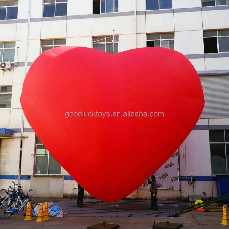 Customized Red Heart Shape Inflatable Advertising Helium Balloon Giant Oxford Material with Air Blower & Digital Printing
