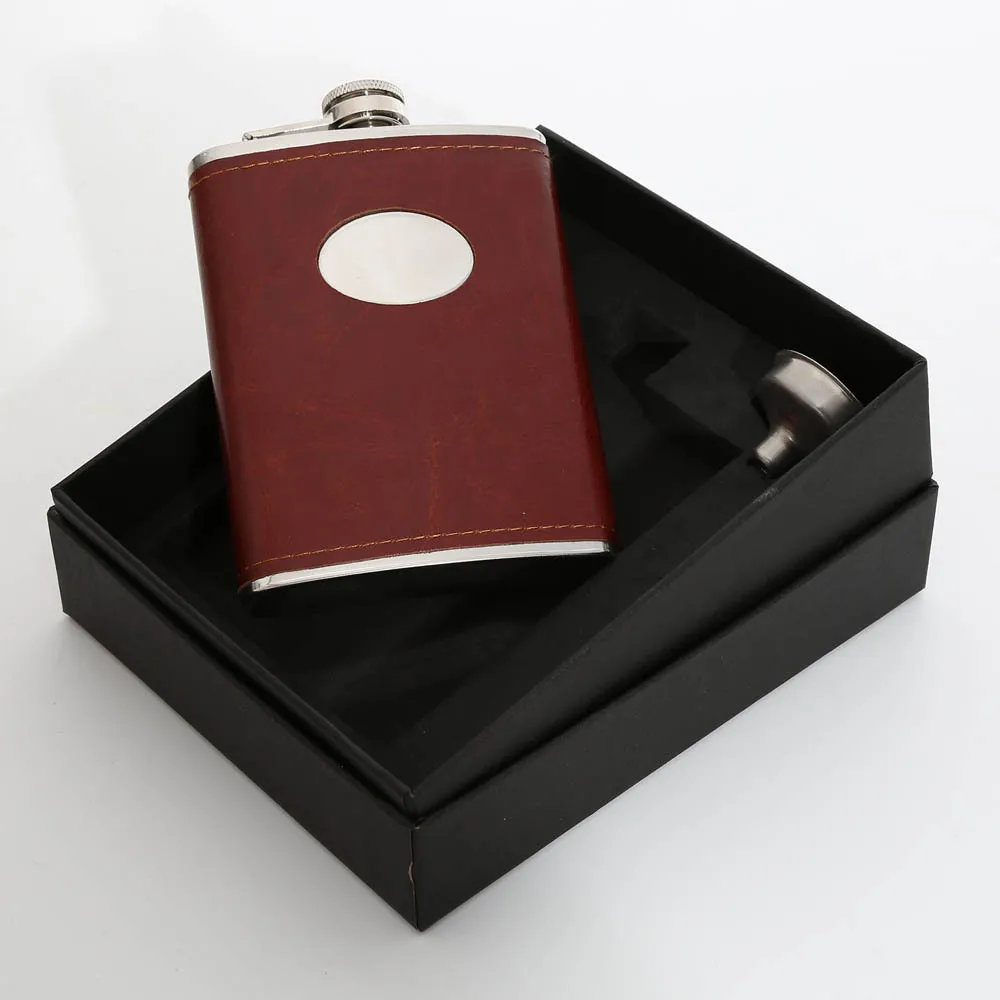 Customized Laser engraved 8oz Stainless Steel Liquor Whiskey Alcohol Hip Flask  Gift set with Funnel and Gift Box