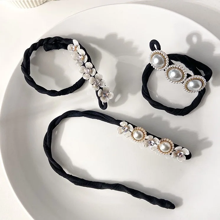 Korean simple non-slip lazy girls accessories flower coil hairpin new pearl hair clip hair stick woman hair stick accessories