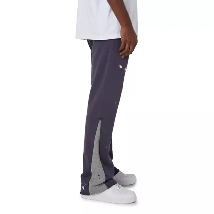 High Quality Custom Track Pants Flare Sweatpants Men Stack Jogger Patchwork Graffiti Paint Splatter Flare Sweat Pants For Men