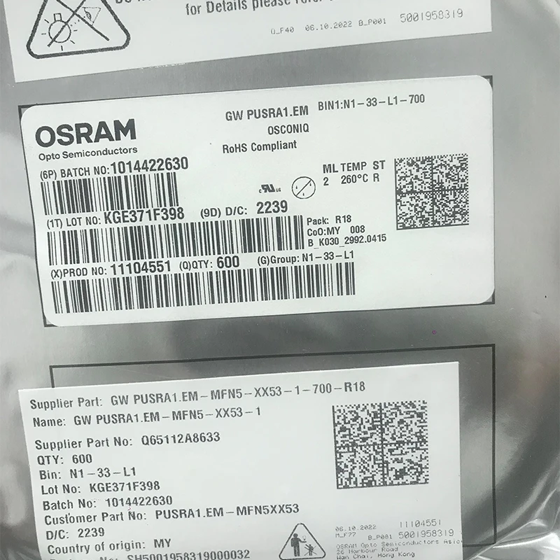 AMS -OSRAM GWPUSRA1.PM 3737 Led Smd Chip 5W 3V 70-80CRI 3000-6500K Led High Power OSRAMS