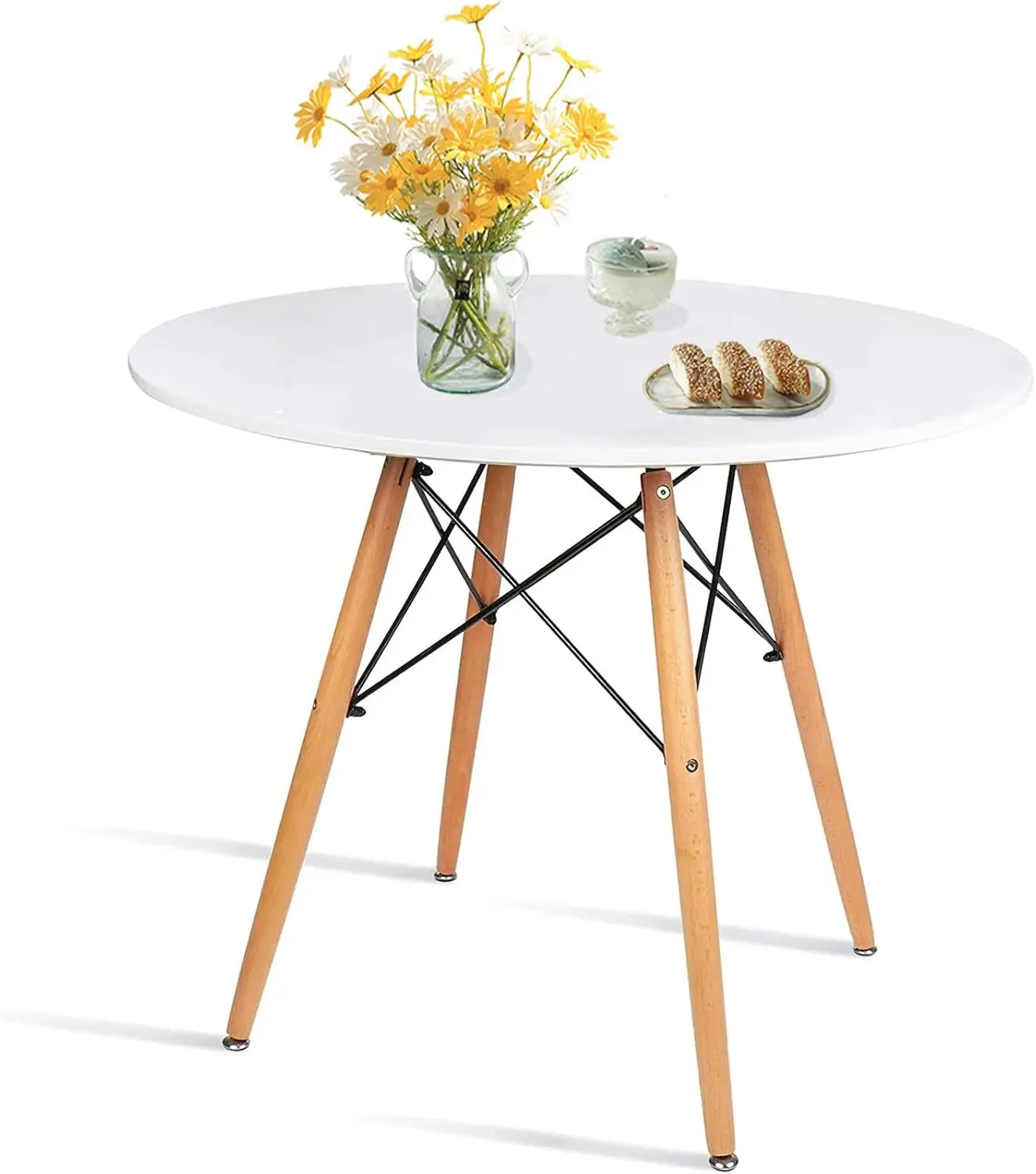 Modern Luxury Dining Table MDF Covered Beech Wood Cross Leg Design for Home Bedroom Kitchen Restaurant Bar Furniture