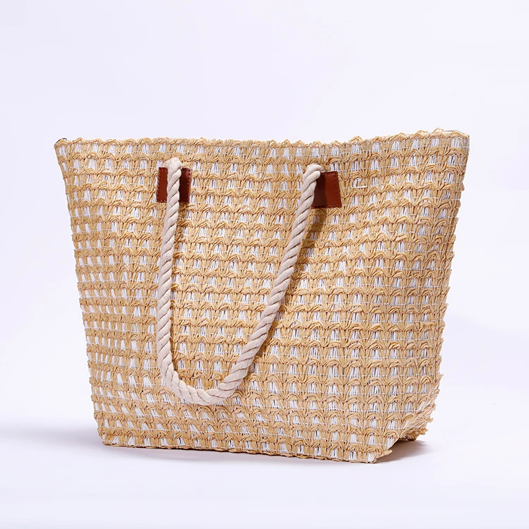 Customized Elegant Stylish Paper Material Handmade Crochet Bag Knitted With Zipper