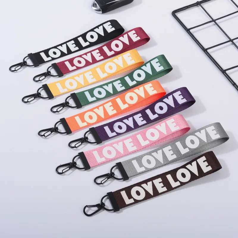 Fashionable Key Lanyard 2.5cm Wide Webbing Cloth Key Rope Black Pink Man Woman Anti-lost Key Chain for Car Key ID Card Phone
