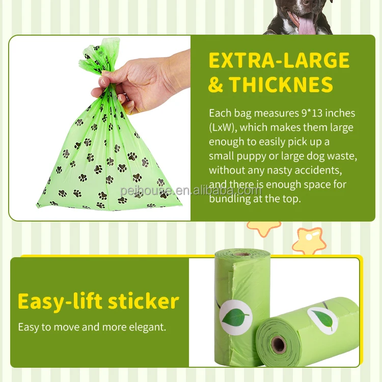 Biopet Biodegradable Pet Garbage Bag Corn Starch PLA Compostable Vest Style Cat Dog Poop Trash Bags Outdoor Pets Litter Bags