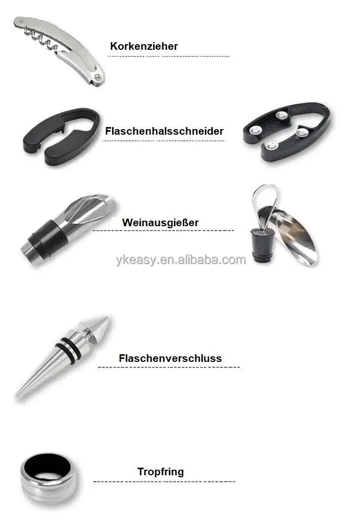 Top Seller Bar Tools Wine Bottle Opener 5pcs Set Creative Personalized Stainless Steel Wine Corkscrew Gift Box