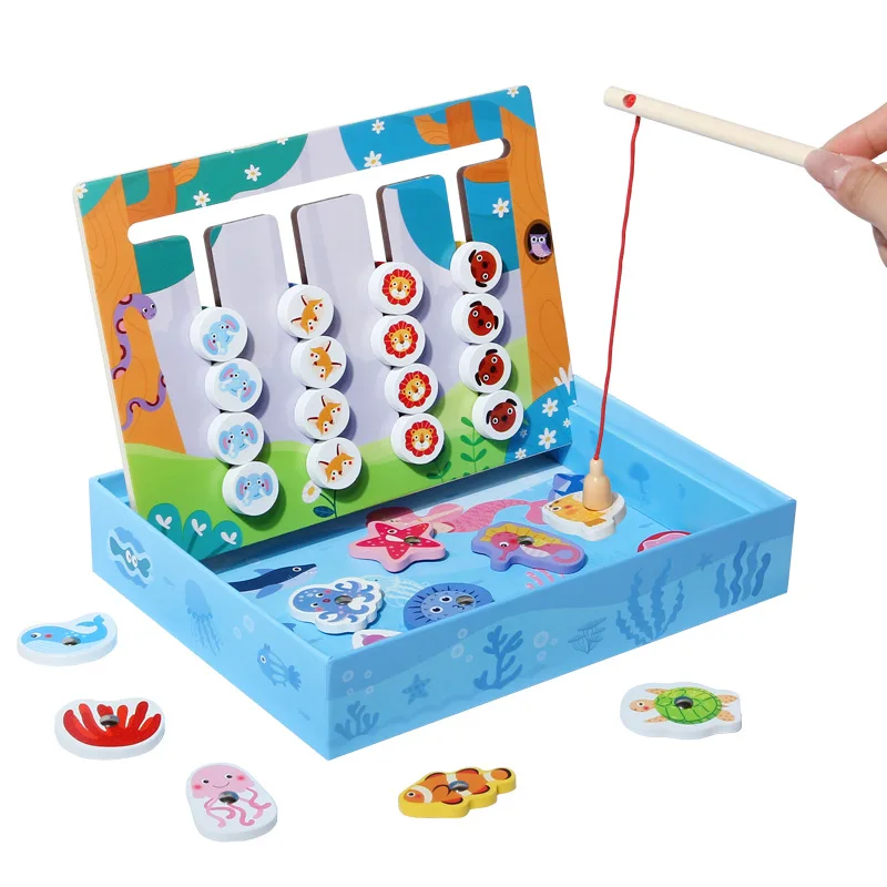 New Style Educational Wooden Fishing Moving Match Game for Kids and Parents
