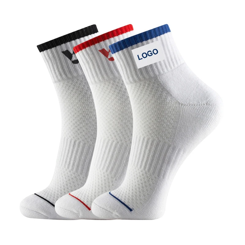 Ankle tennis socks men women athletic sport custom embroidery logo short thick gym socks