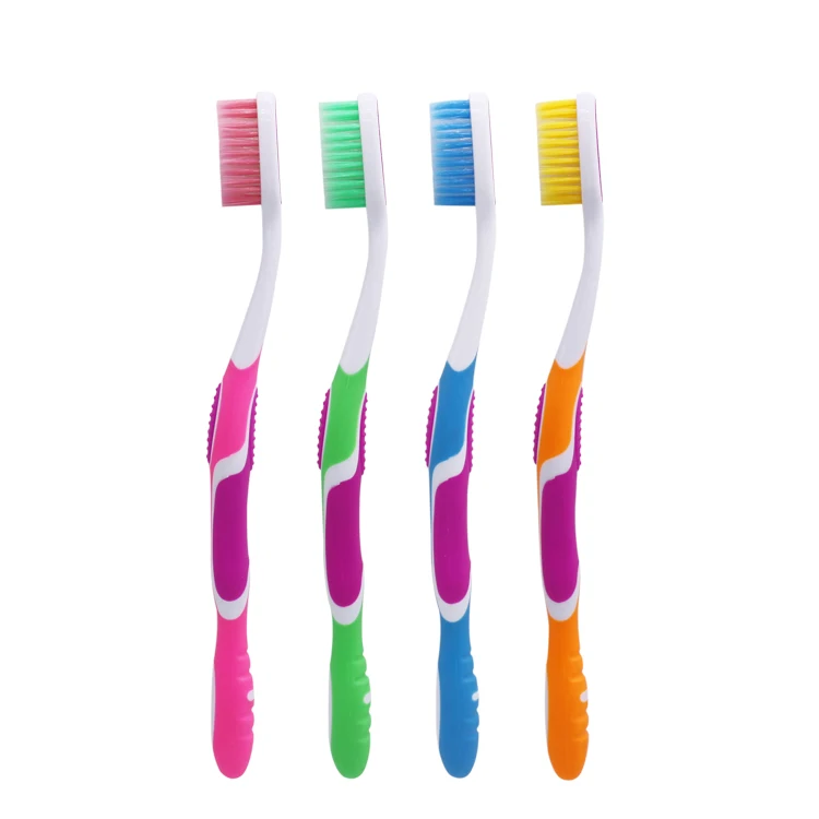 double color molding plastic toothbrush gentle personal cleaning colorful handle toothbrush for adult
