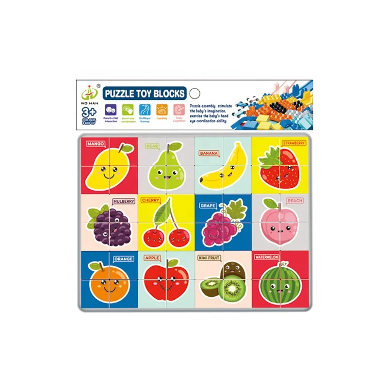 Wholesale diy animal fruit kids puzzle toy with writing board