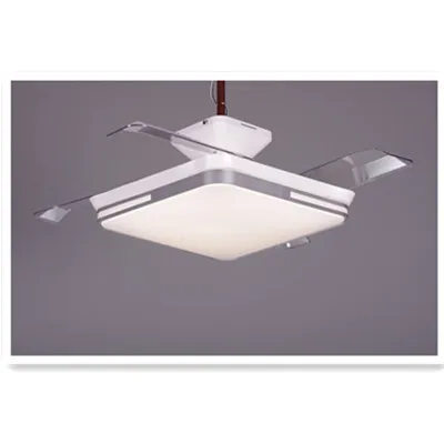 Простой современный особый дизайн, квадратная форма, домашний декоративный Невидимый Выдвижной Клинок 42 дюйма, потолочный вентилятор с двигателем постоянного тока