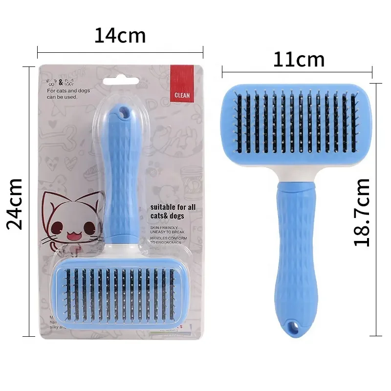 Pet grooming products stainless steel dog cat fur brush one key button pet hair remover