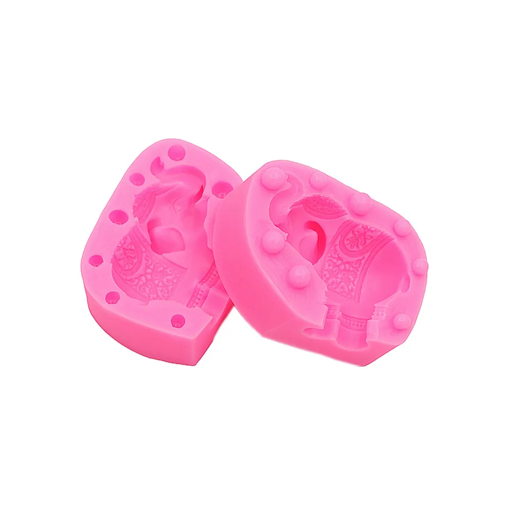 Yiwu bobao supply cheap funny 3D auspicious Buddhist elephant shape cake decoration fondant and clay sculpture silicone mould