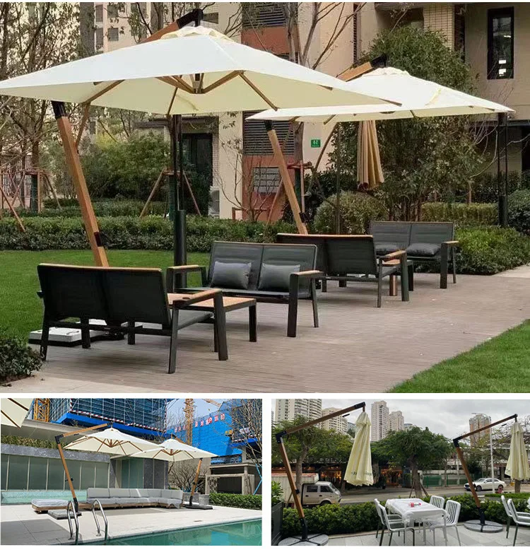 Aluminum cantilever patio custom commercial design parasol crank side pole garden sun patio beach outdoor umbrella