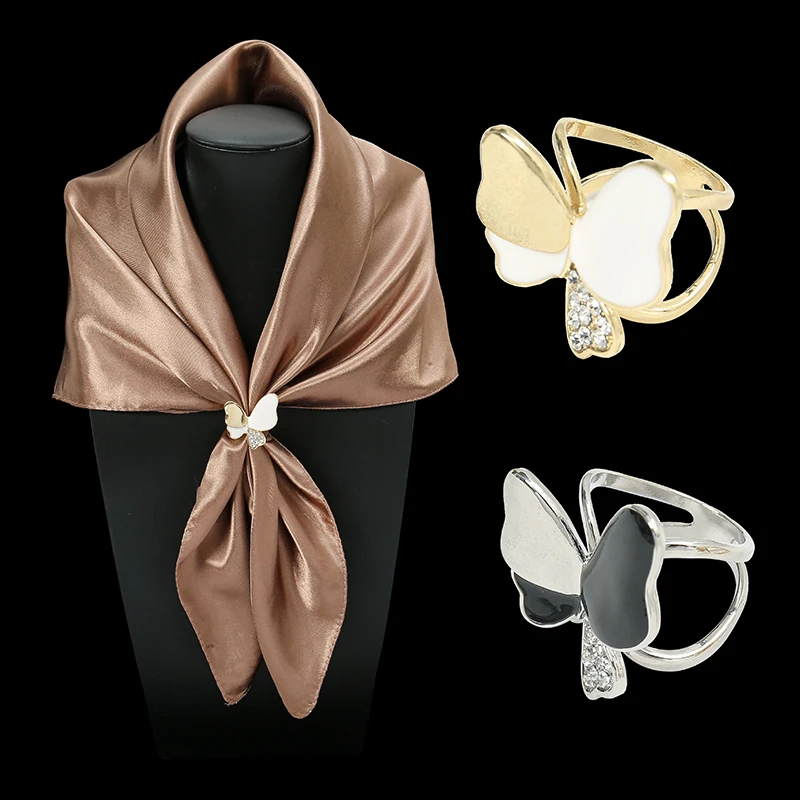 Fashion Wholesale Butterfly Rhinestone Scarf Ring Buckle Muslim Hijab Clips For Shawl Neckerchief