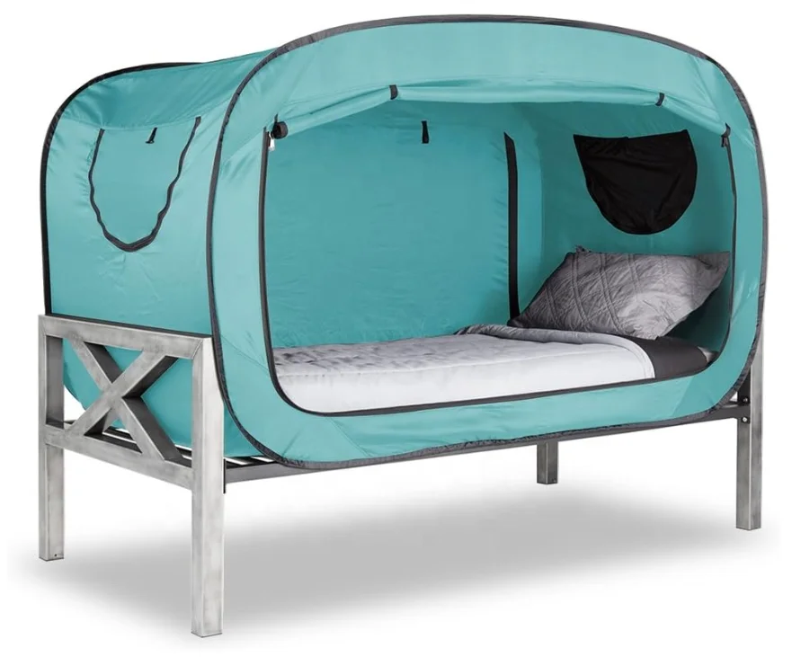 Pop Up Privacy Tent for Indoor Use Bed Canopy for Sleeping Bed Tent Double Door with Mosquito Mesh Window