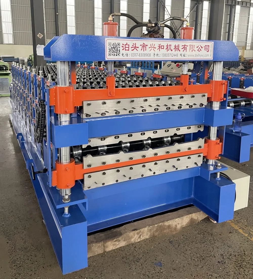 Three Layers Metal Sheets Corrugated and Trapezoid Roofing Tile Roll Forming Making Machine