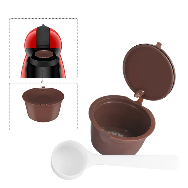  Coffee Machine Reusable Capsule Cup Filter for Nescafe i cafilas with Spoon Refillable Dolce Gusto