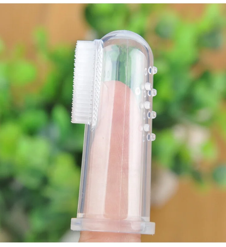 Safe 100% BPA Free Baby Tongue Cleaner Soft Silicone Finger Toothbrush For Baby Infants