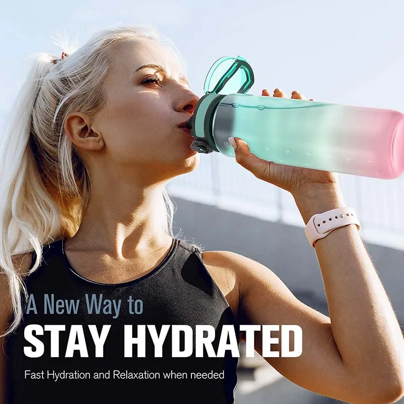 Спортивная мотивирующая бутылка из тритана с градиентом, 32 унции, Экологичная пластиковая бутылка для питьевой воды