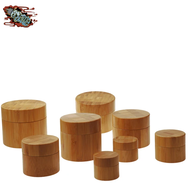Custom size logo printing natural bamboo jar with plastic interior