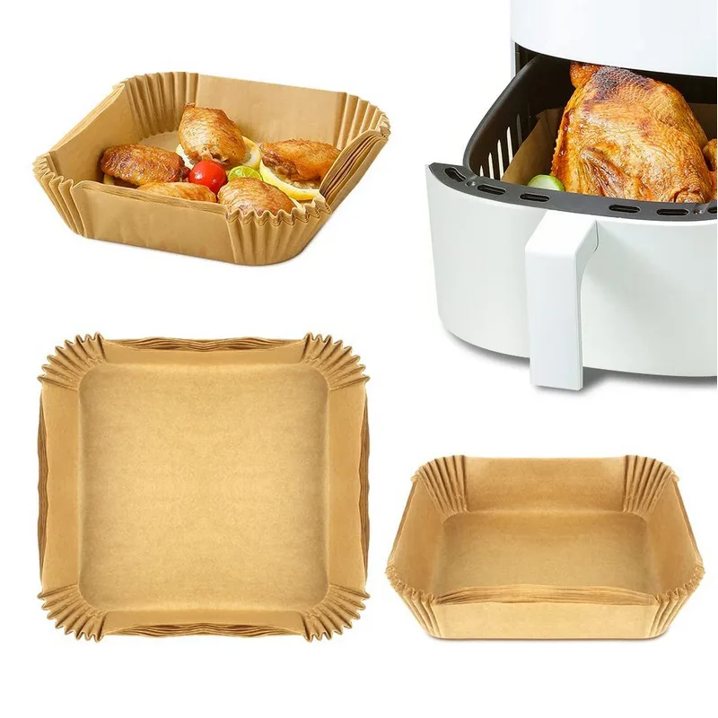 200PCS Air Fryer Liners Disposable: Square 7.9 Inch Non-Stick Airfryer Paper - Food Grade Parchment Paper for 5 6 7 8 QT