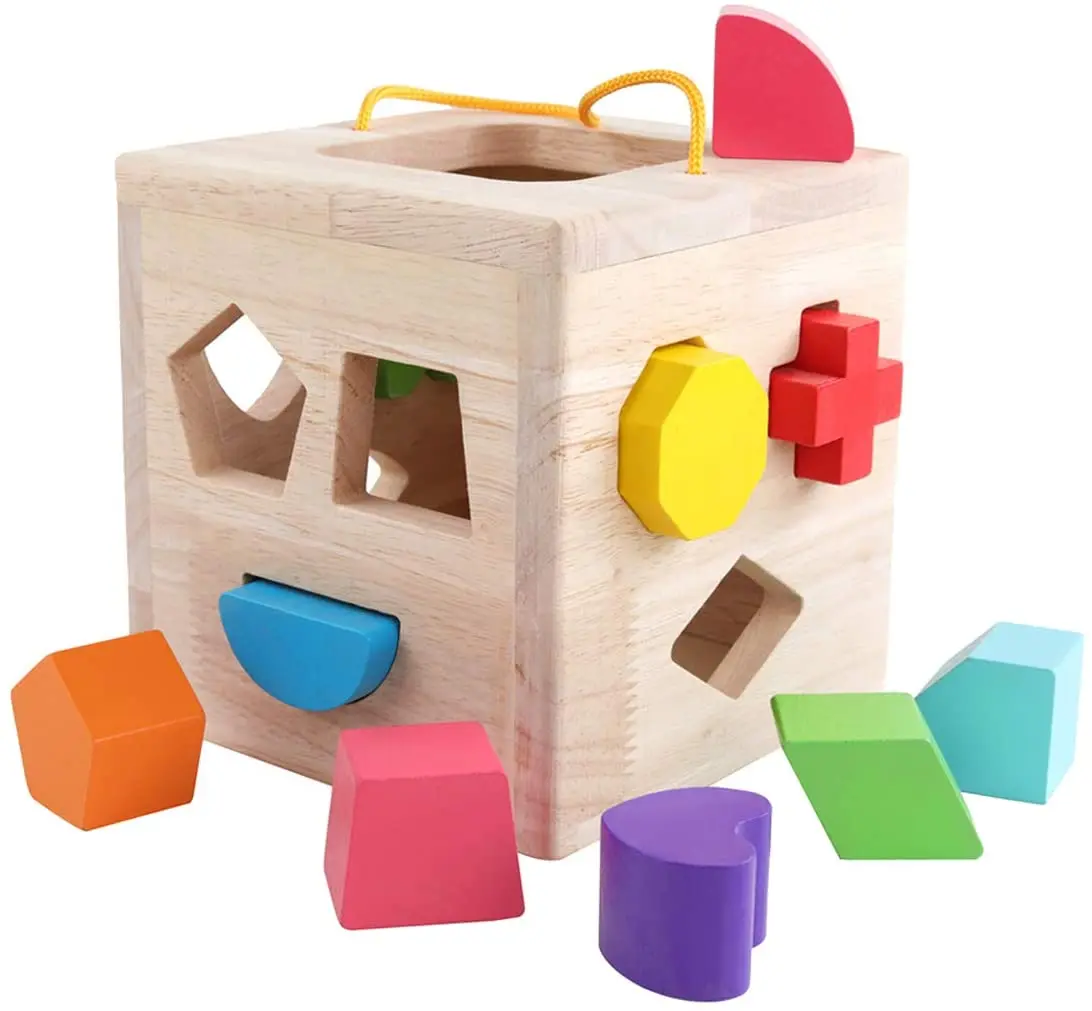
Hot-selling Wooden 12 Building Blocks Geometry Learning Matching Sorting Gifts Didactic Classic Toys for Toddlers 