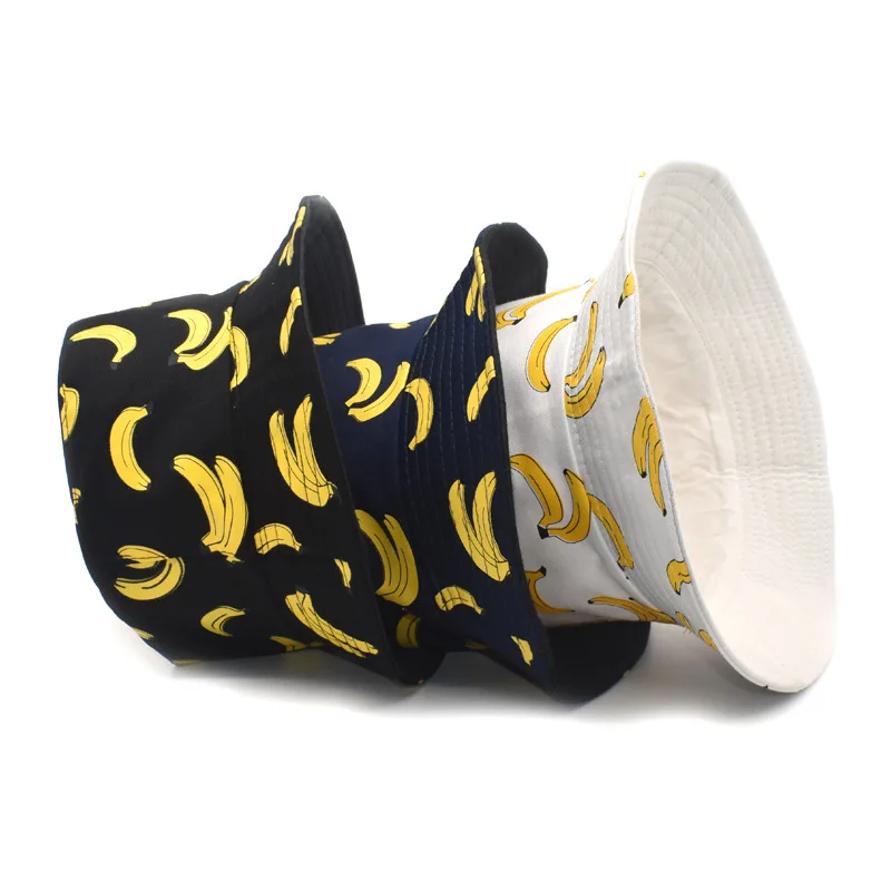 Оптовая продажа оптом, принт по всей длине, с фруктовым узором, одежда для защиты от солнца Двусторонняя Реверсивные ведро шляпа