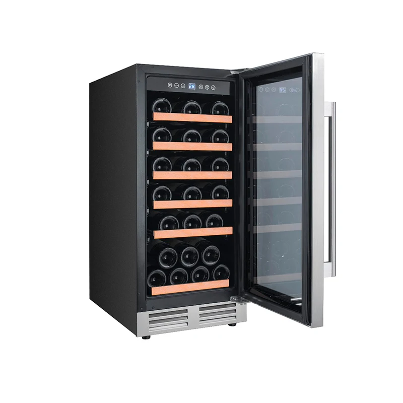 Customized Wine Freezer Built in Wine Cellar Cooler Compressor Single Zone Wooden Shelves Wine and Beverage Coolers