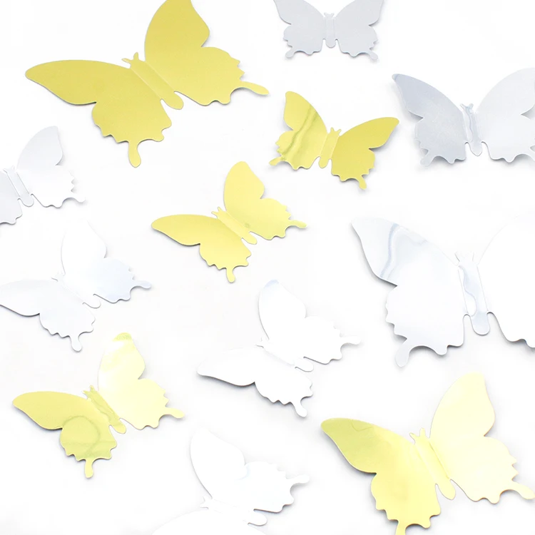 Butterfly Sticker Set Butterfly Wall Decor 3D Decals Custom Multiple Colors Removable Gift Crafts For Cake Party Window Wall