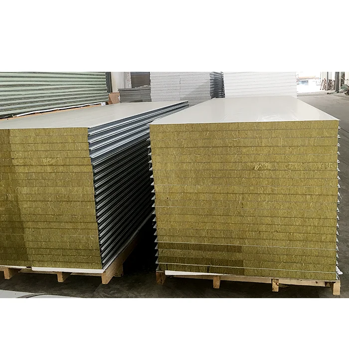 steel building roofing and wall insulation fireproof prefabricated composite rock wool insulation panel