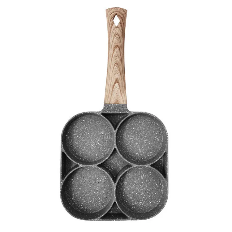 Wholesale maifan stone four-hole omelette pan breakfast fry pan egg frypan pancake pan