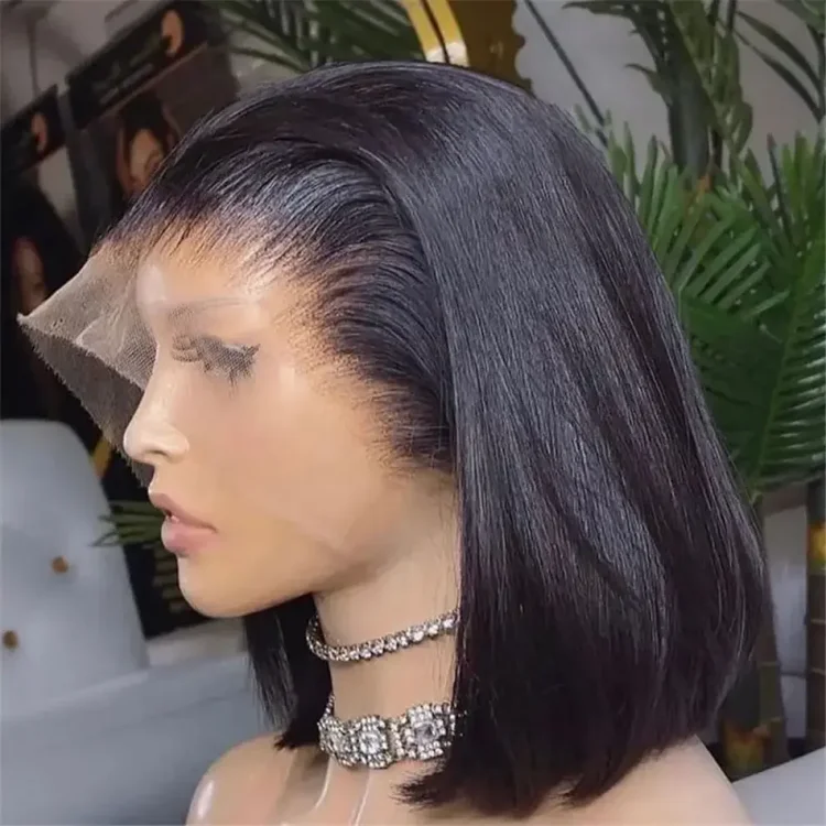 Wholesale Peruvian Bob Wig Lace Front Human Hair Glueless 8-14inch 5X5 HD Lace Closure Wigs Cheap 13*4 Lace Front Bob Wig