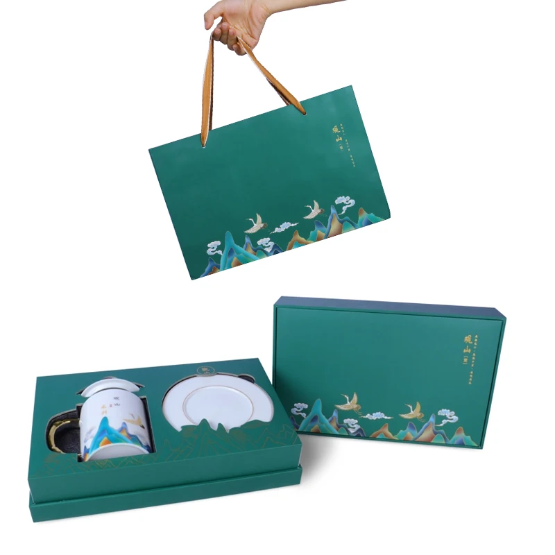 Light Luxury Coffee Mug Set Package Gift Kits Box And Bag Ceramic Coffee Cups Packaging Gift Box With Insert