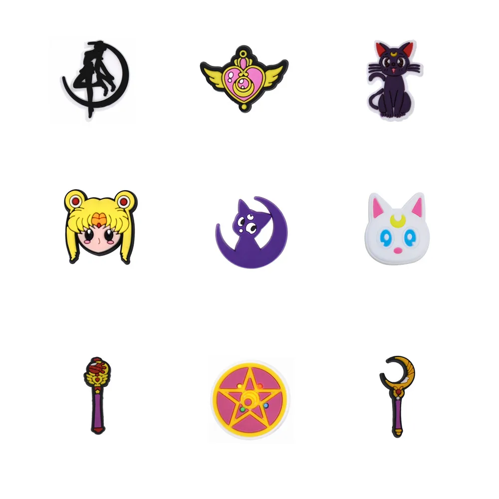2024 Factory Customized Design Sailor Moon Cartoon clog Fashion PVC soft custom Shoe Charms Accessories for Shoes designer charms