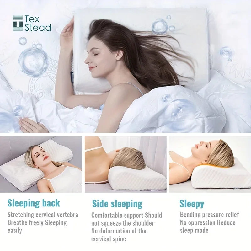 1 Pc Memory Foam Pillow for Sleeping, Ergonomic Contour Cervical Pillow, Neck Support Pillow for Bed Memory Foam Pillow Sleeping