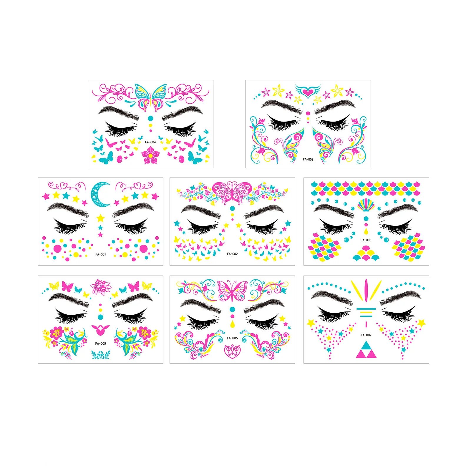 New Club costume party neon fluorescent face stickers with waterproof music festival glow tattoo stickers