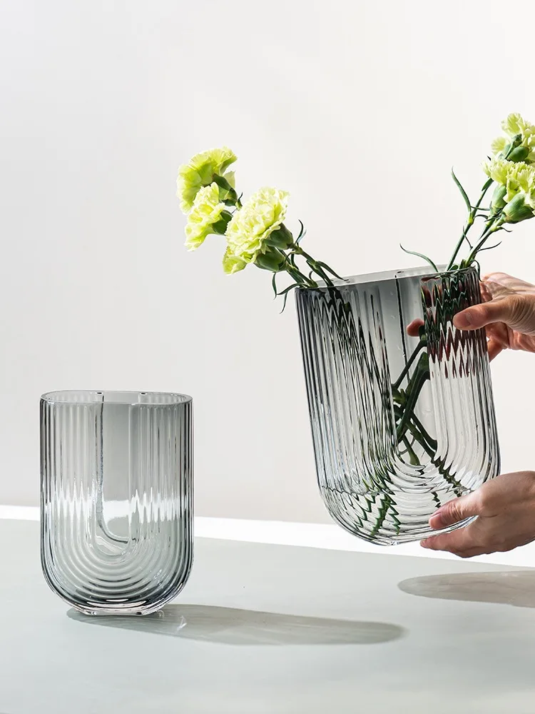 Light Luxury Simple Transparent U-shaped Glass Vase Nordic Style Living Room Decoration Flowers Water Cultivating Dried
