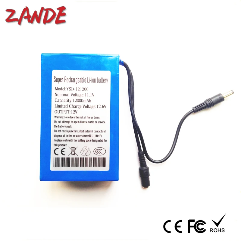 Super Rechargeable 12v 12Ah Blue Wrap Lithium Ion Battery Pack for Solar Power System LED Panel Light