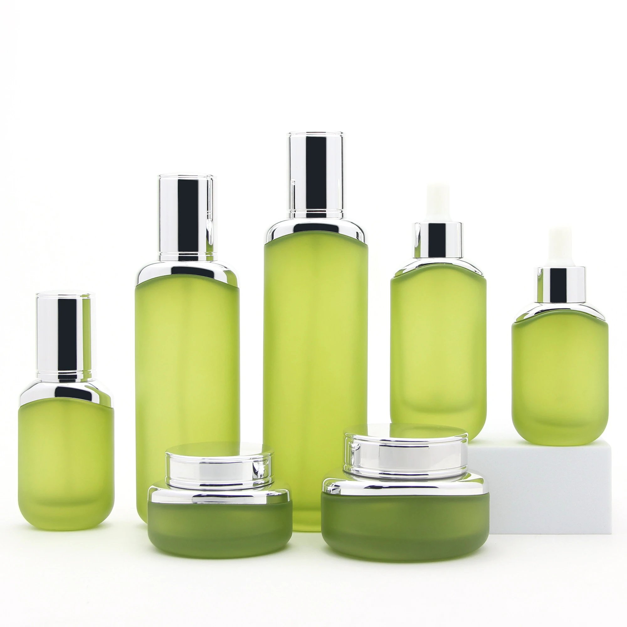 Luxury Skincare Packaging Empty Cream Cosmetic Glass Jar Lotion Pump Glass Serum Oil Dropper Bottle
