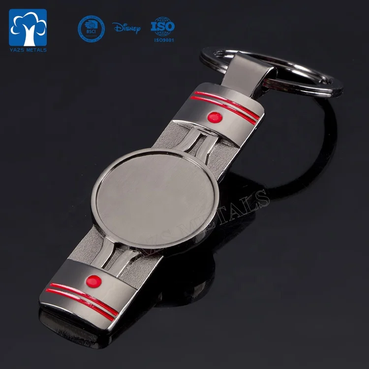 Russian hot sale custom auto number logo brand metal piston keychain
