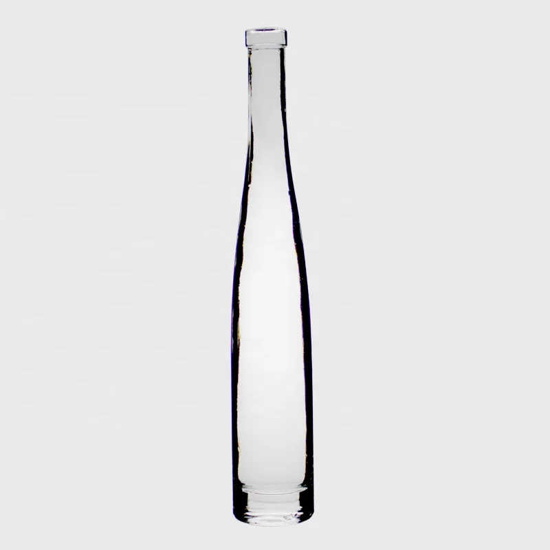 RSG Wholesale Empty High Transparent Beverage Screw Cork Long Neck Round Spirit Liquor 375ml Coconut Clear Glass Water Bottle