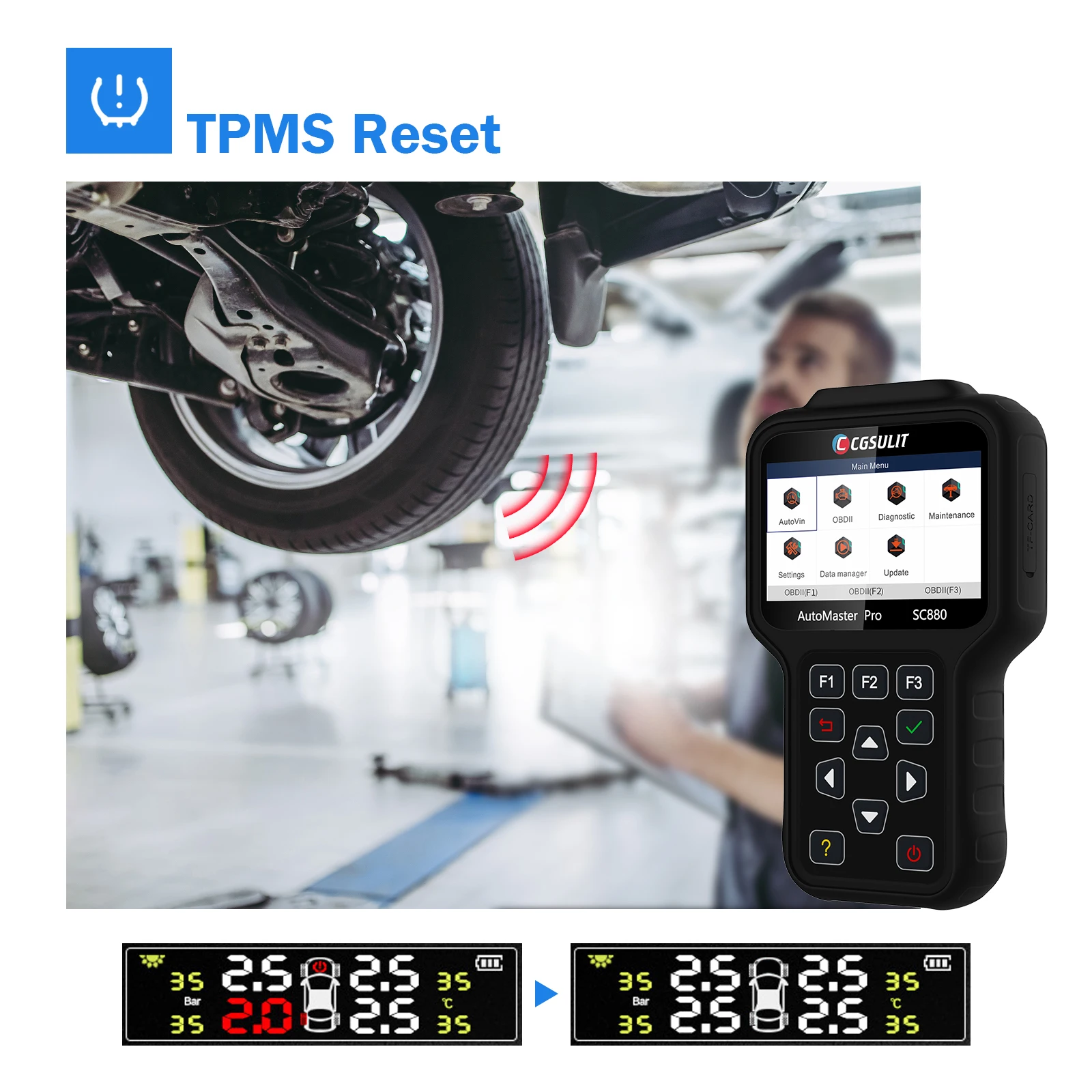 Full System CGSULIT SC880 Car OBD Tester Diagnostic Scanner for Diesel Vehicle Engine