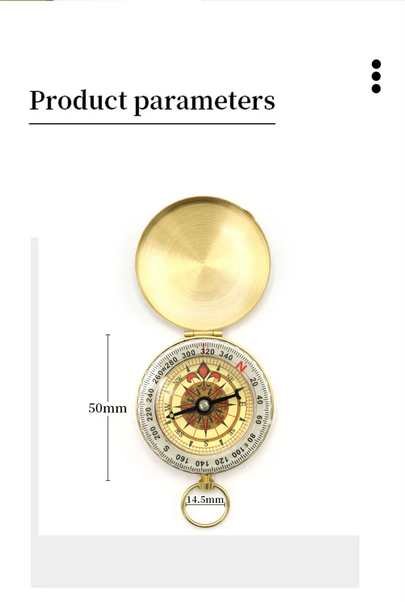 Outdoor Camping Hunting Brass Luminous Compass Travel Hiking Golden Metal Pocket Compass Style for Kids Survival Compass