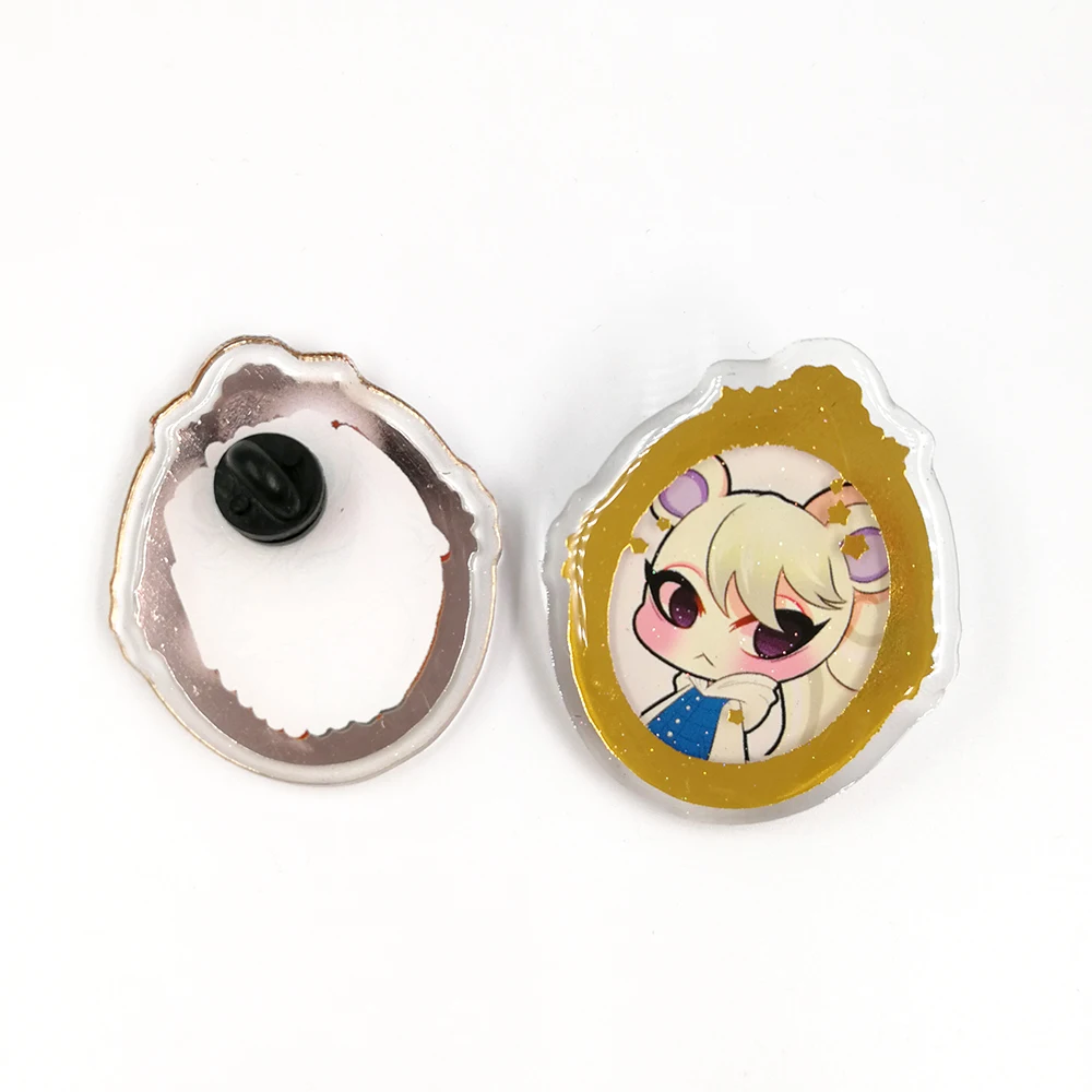 Acrylic Custom Epoxy Gold Foil Hot Stamping Plastic Transparent Pin