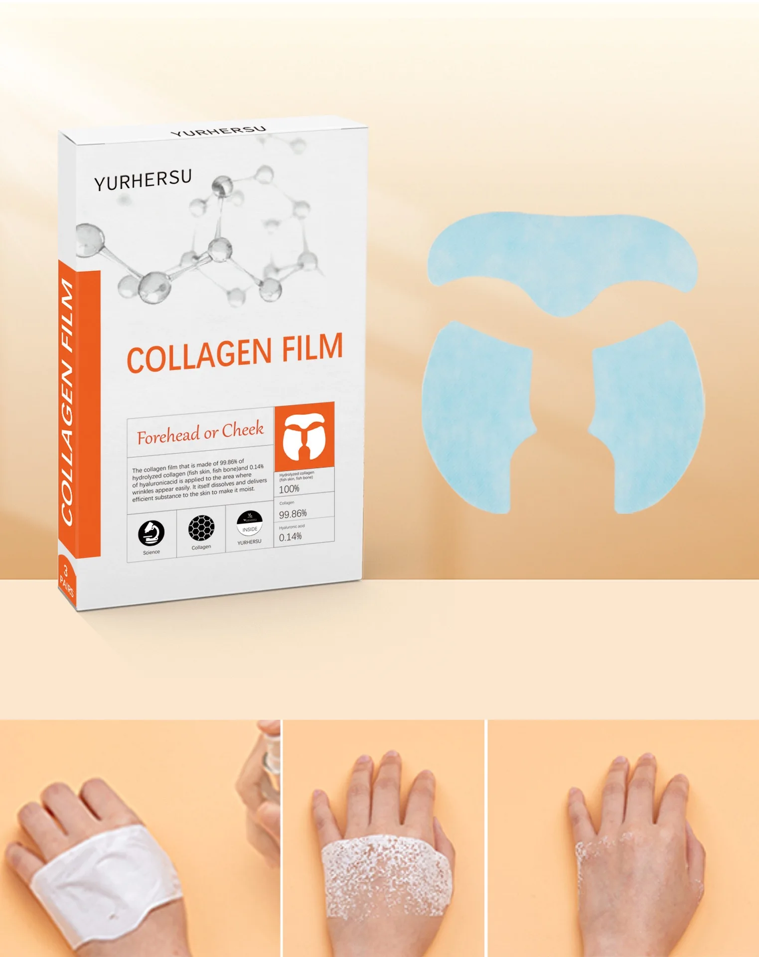 OEM ODM Collagen Melt Facial Mask For Unisex Moisturizing Firming Whitening Repairing Forehead Cheeks Necks Mask