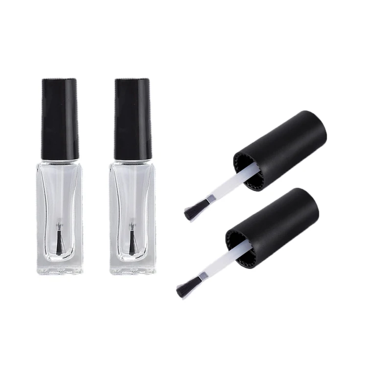Square Nail Polish Set Empty UV Gel Polish Bottle 15ml Clear Black Cap Glass Bottle for Nail Polish