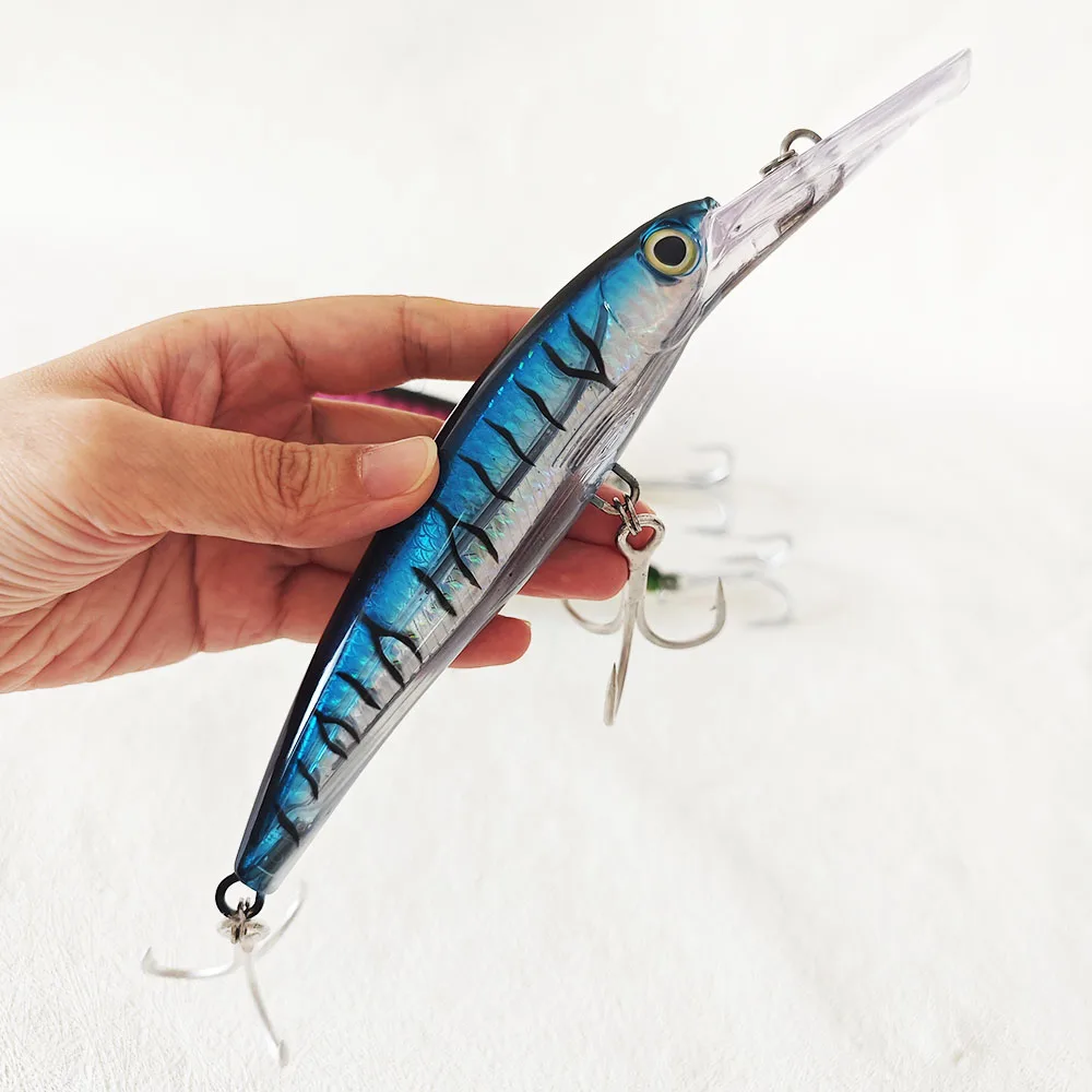 ALPHA 220mm Tuna Fishing Minnow Deep Diving Bait Pesca Long Lip Fishing Lures 3D Eyes Minnow Lure